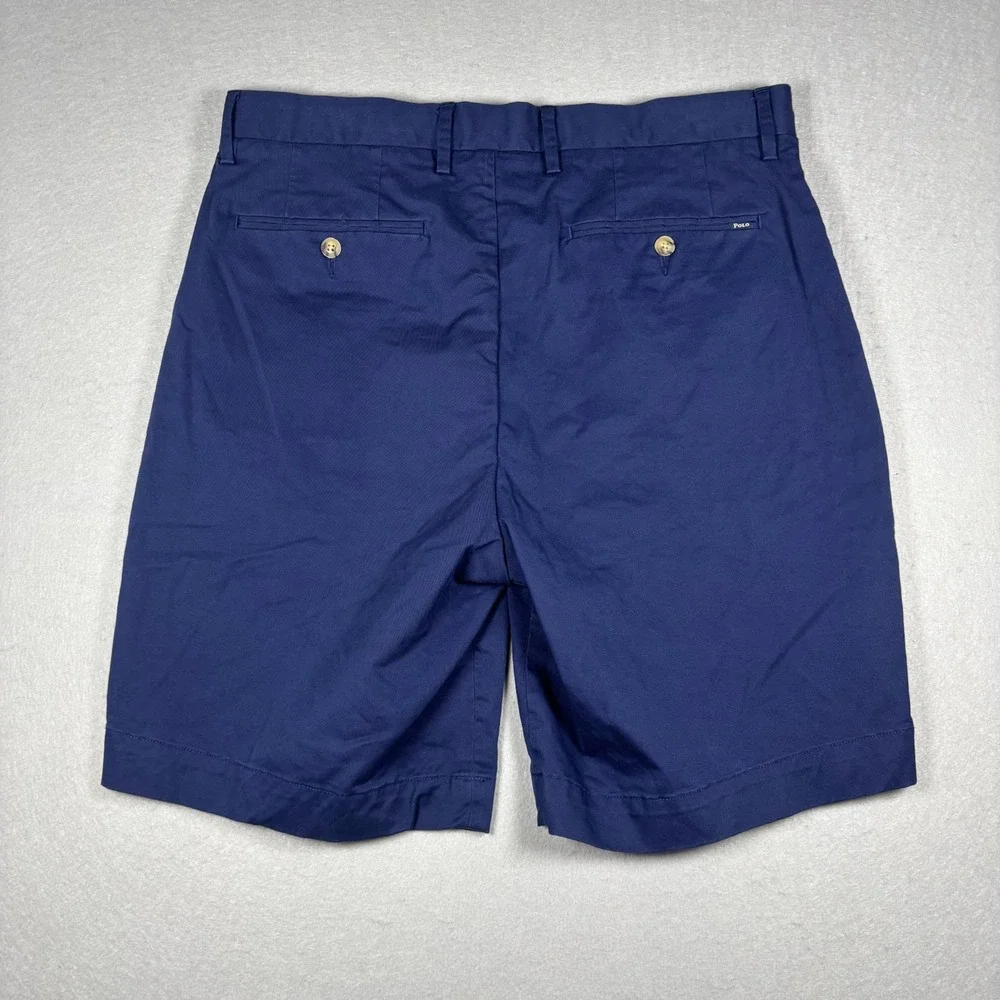 Polo Ralph Lauren Mens Chino Shorts Size 34 Navy Blue Stretch Classic Fit Flat